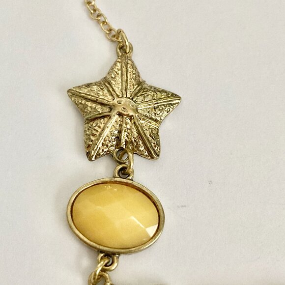 Gold Sea Shell Starfish Bib Necklace Plated Sea Life Island Nautical Beach 20" - Picture 6 of 14